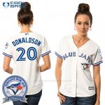 Camiseta Beisbol Mujer Toronto Blue Jays Josh Donaldson 20 Blanco Cool Base 40 Aniversario