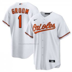 Camiseta Beisbol Hombre Baltimore Orioles NO 1 Groom Primera Replica Blanco