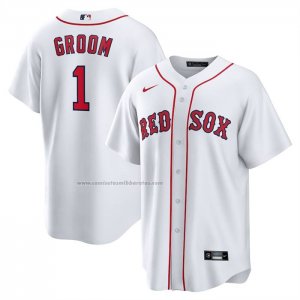 Camiseta Beisbol Hombre Boston Red Sox NO 1 Groom Primera Replica Blanco