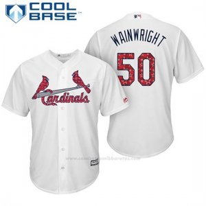 Camiseta Beisbol Hombre St. Louis Cardinals 2017 Estrellas y Rayas Adam Wainwright Blanco Cool Base