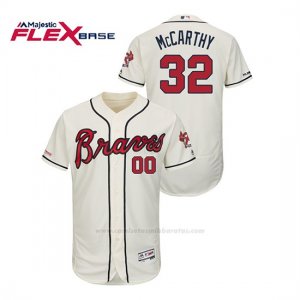 Camiseta Beisbol Hombre Atlanta Braves Brandon Mccarthy 150th Aniversario Patch Autentico Flex Base Crema