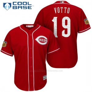 Camiseta Beisbol Hombre Cincinnati Reds Joey Votto 19 Scarlet 2017 Entrenamiento de Primavera Cool Base Jugador