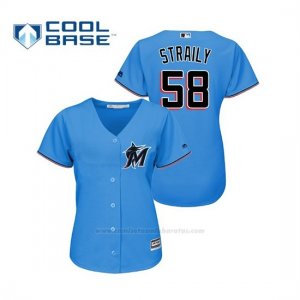 Camiseta Beisbol Mujer Miami Marlins Dan Straily Cool Base Majestic 2019 Azul