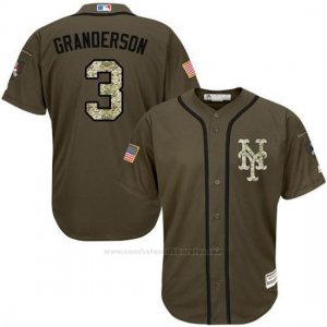 Camiseta Beisbol Hombre New York Mets 3 Curtis Granderson Verde Salute To Service