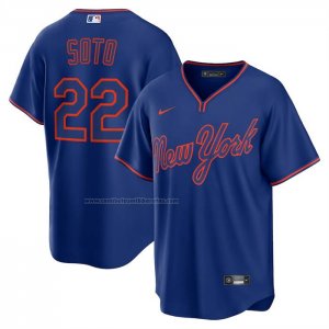 Camiseta Beisbol Hombre New York Mets Juan Soto Alternate Replica Azul