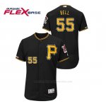 Camiseta Beisbol Hombre Pittsburgh Pirates Josh Bell 150th Aniversario Patch Autentico Flex Base Negro