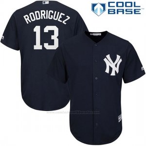 Camiseta Beisbol Hombre New York Yankees New York 13 Alex Rodriguez Azul Cool Base Jugador