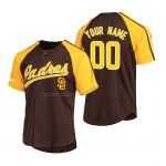 Camiseta Beisbol Hombre San Diego Padres Personalizada Replica Button Down Raglan Marron