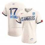 Camiseta Beisbol Hombre Los Angeles Dodgers Shohei Ohtani City Connect Elite Crema