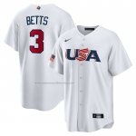 Camiseta Beisbol Hombre USA 2023 Mookie Betts Replica Blanco