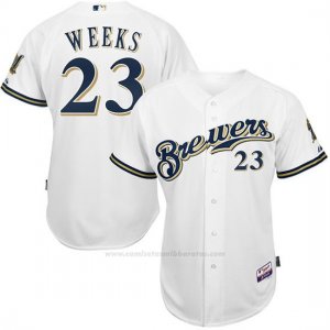 Camiseta Beisbol Hombre Milwaukee Brewers Rickie Weeks Blanco Jugador Autentico