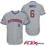 Camiseta Beisbol Hombre Pittsburgh Pirates 2017 Estrellas y Rayas Starling Marte Gris Flex Base