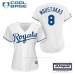 Camiseta Beisbol Mujer Kansas City Royals Mike Moustakas 8 Blanco 1ª Cool Base