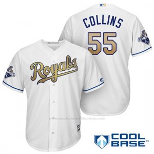 Camiseta Beisbol Hombre Kansas City Royals Campeones 55 Tim Collins Coolbase Oros
