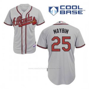 Camiseta Beisbol Hombre Atlanta Braves 25 Cameron Maybin Gris Cool Base