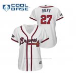 Camiseta Beisbol Mujer Atlanta Braves Austin Riley 2019 Postseason Cool Base Blanco