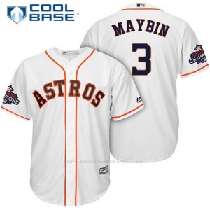 Camiseta Beisbol Hombre Houston Astros 2017 World Series Campeones Cameron Maybin Blanco Cool Base