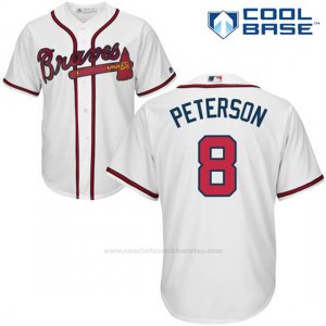 Camiseta Beisbol Hombre Atlanta Braves 8 Jace Peterson Blanco Autentico Coleccion Cool Base