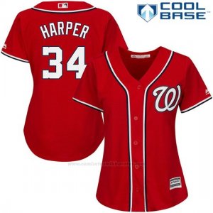 Camiseta Beisbol Mujer Washington Nationals Bryce Harper Scarlet Cool Base