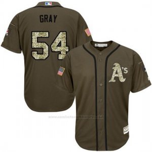 Camiseta Beisbol Hombre Oakland Athletics 54 Sonny Gris Verde Salute To Service