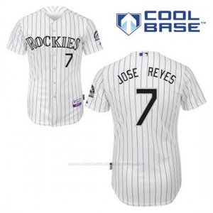 Camiseta Beisbol Hombre Colorado Rockies Jose Reyes 7 Blanco 1ª Cool Base