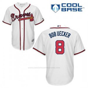 Camiseta Beisbol Hombre Atlanta Braves 8 Bob Uecker Blanco 1ª Cool Base