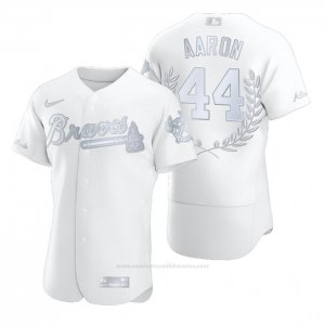 Camiseta Beisbol Hombre Atlanta Braves Hank Aaron Awards Collection Retirement Blanco