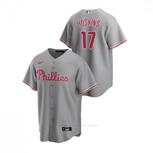 Camiseta Beisbol Hombre Philadelphia Phillies Rhys Hoskins Replica Road Gris