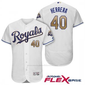 Camiseta Beisbol Hombre Kansas City Royals Kelvin Herrera Blanco 50th Season Alterno Flex Base