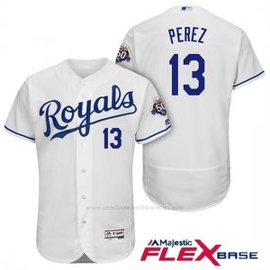Camiseta Beisbol Hombre Kansas City Royals Salvador Perez Blanco 50th Season Flex Base