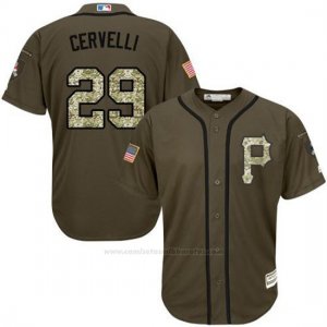Camiseta Beisbol Hombre Pittsburgh Pirates 29 Francisco Cervelli Verde Salute To Service