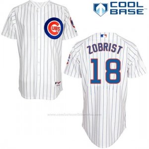 Camiseta Beisbol Hombre Chicago Cubs 18 Ben Zobrist Blanco Cool Base