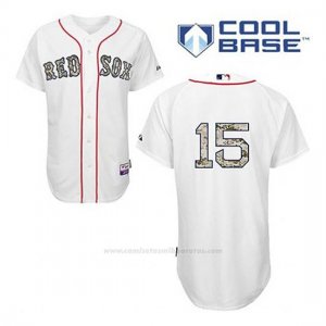 Camiseta Beisbol Hombre Boston Red Sox 15 Dustin Pedroia Blanco Usmc Cool Base