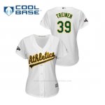 Camiseta Beisbol Mujer Oakland Athletics Blake Treinen 2019 Postseason Cool Base Blanco