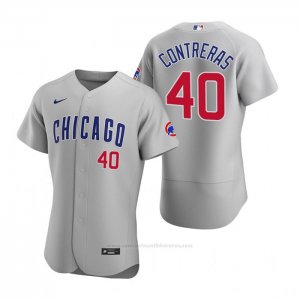 Camiseta Beisbol Hombre Chicago Cubs Willson Contreras Autentico 2020 Road Gris