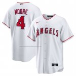 Camiseta Beisbol Hombre Los Angeles Angels Christian Moore Primera Replica Blanco Camiseta Beisbol Hombre Los Angeles Angels Christian Moore Primera Replica Blanco