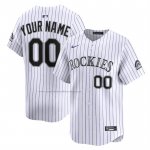 Camiseta Beisbol Hombre Colorado Rockies Home Limited Personalizada Blanco