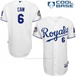 Camiseta Beisbol Hombre Kansas City Royals Lorenzo Cain Blanco Cool Base Jugador Autentico