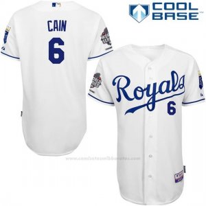 Camiseta Beisbol Hombre Kansas City Royals Lorenzo Cain Blanco Cool Base Jugador Autentico