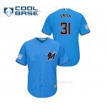 Camiseta Beisbol Hombre Miami Marlins Caleb Smith 2019 Entrenamiento de Primavera Cool Base Azul