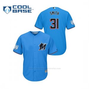 Camiseta Beisbol Hombre Miami Marlins Caleb Smith 2019 Entrenamiento de Primavera Cool Base Azul