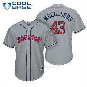 Camiseta Beisbol Hombre Houston Astros 2017 Estrellas y Rayas Lance Mccullers Gris Cool Base