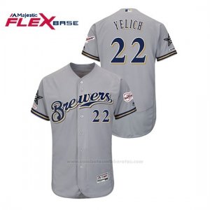 Camiseta Beisbol Hombre Milwaukee Brewers Christian Yelich 2019 All Star Flex Base Gris