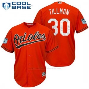 Camiseta Beisbol Hombre Baltimore Orioles 30 Chris Tillman Naranja 2017 Entrenamiento de Primavera Cool Base Jugador