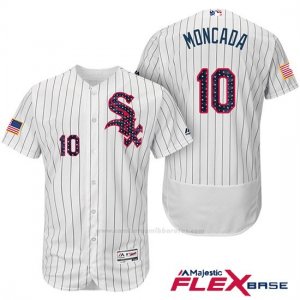 Camiseta Beisbol Hombre Chicago White Sox 2017 Estrellas Y Rayas 10 Yoan Moncada Blanco Flex Base