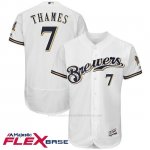 Camiseta Beisbol Hombre Milwaukee Brewers Eric Thames Blanco Autentico Coleccion Flex Base