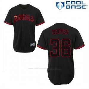 Camiseta Beisbol Hombre Los Angeles Angels Jerojo Weaver 36 Negro Fashion Cool Base