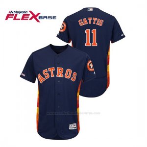 Camiseta Beisbol Hombre Houston Astros Evan Gattis 150th Aniversario Patch Flex Base Azul