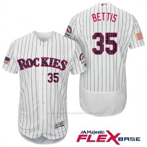 Camiseta Beisbol Hombre Colorado Rockies 2017 Estrellas y Rayas Chad Bettis 35 Blanco Flex Base