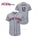 Camiseta Beisbol Hombre New York Mets Juan Lagares 150th Aniversario Patch Autentico Flex Base Gris